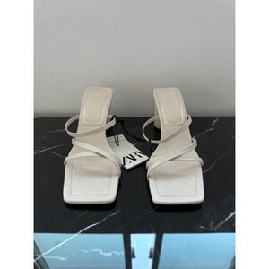 Zara Square Toe Block Heel Pumps